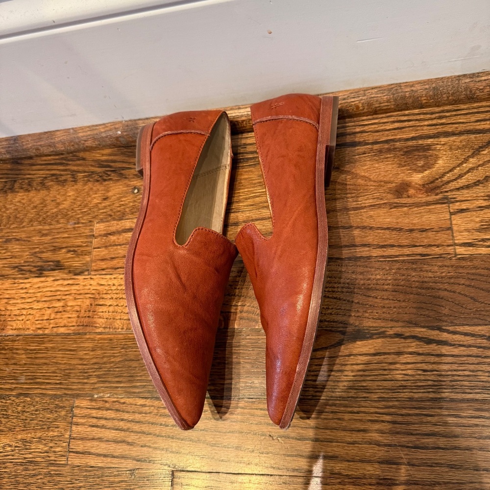 Frye Women's Pointed Toe Flats in Rust Brown - Picture 3 of 6